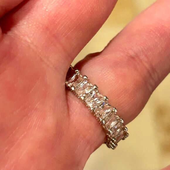 Pink Moissanite diamond pear cut ring. All pink diamonds on band 5karat size 7.